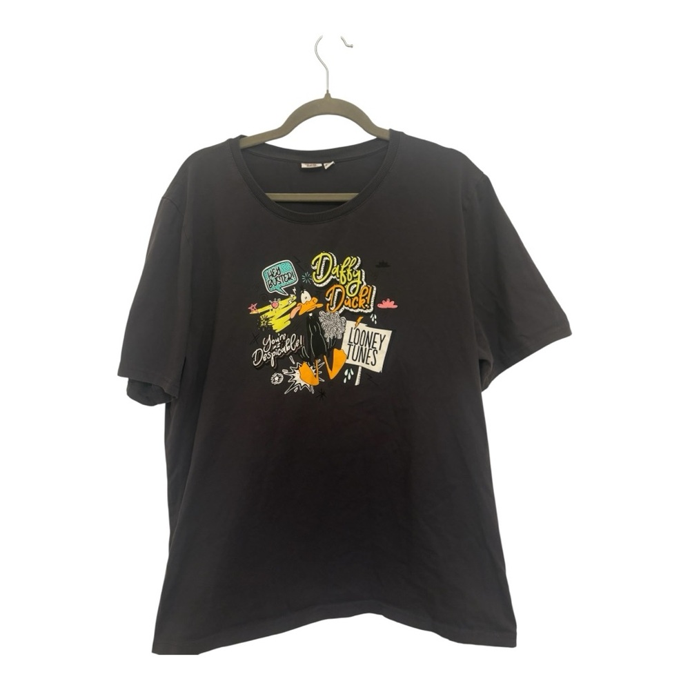 Looney Tunes Daffy Duck Graphic Tee | Charcoal Gray Vintage Style T-Shirt XXL